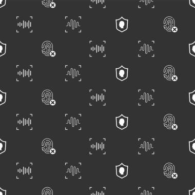 Kullanıcı korumasını, Reddedilme parmak izini, ses tanıma sistemini ve kusursuz şablonu ayarla. Vektör.