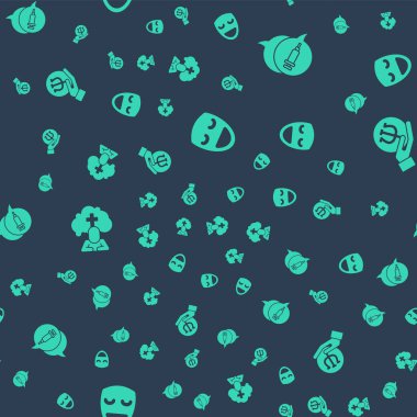 Komedi teatral maskesi, uyuşturucu bağımlılığı, cenaze kederi ve psikoloji, Psi 'yi kusursuz bir düzene sokun. Vektör.