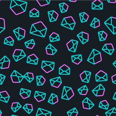 Çizgi Zarfı simgesi siyah arkaplanda izole edilmiş kusursuz desen. E- posta mektup sembolü. Vektör İllüstrasyonu.