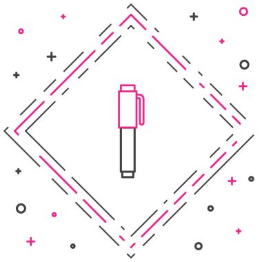 Beyaz arkaplanda satır kalem simgesi izole edildi. Renkli taslak konsepti. Vektör İllüstrasyonu.