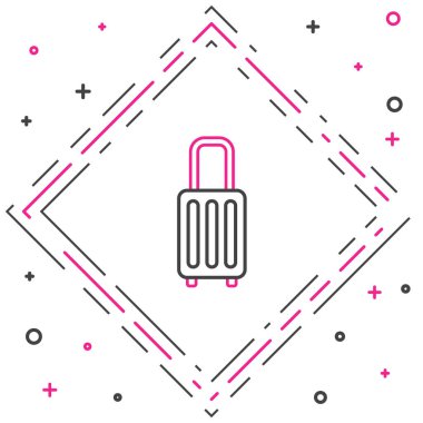 Seyahat simgesi için satır çantası beyaz arkaplanda izole edildi. Seyahat bagaj tabelası. Seyahat bagaj ikonu. Renkli taslak konsepti. Vektör İllüstrasyonu.