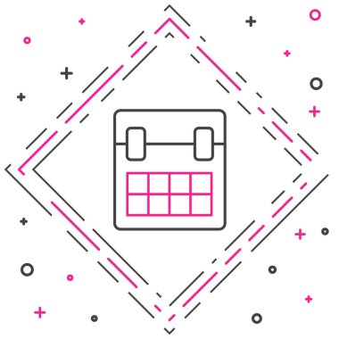 Çizgi Takvimi simgesi beyaz arkaplanda izole edildi. Olay hatırlatma sembolü. Renkli taslak konsepti. Vektör İllüstrasyonu.