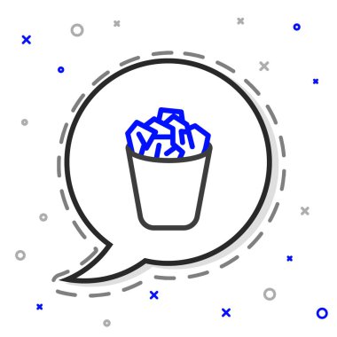 Satır Tam çöp kutusu simgesi beyaz arkaplanda izole edildi. Çöp kutusu tabelası. Sepet simgesini geri dönüştür. Ofis çöpü ikonu. Renkli taslak konsepti. Vektör İllüstrasyonu.