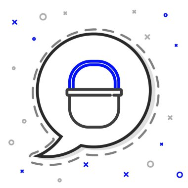 Kamp alanı simgesi beyaz arkaplanda izole edildi. Haşlama ya da güveç besin sembolü. Renkli taslak konsepti. Vektör.