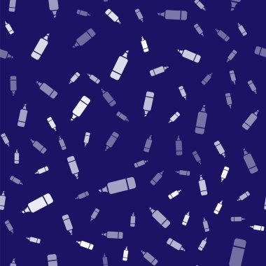 Beyaz İşaretli kalem simgesi mavi arkaplanda izole edilmiş. Vektör İllüstrasyonu.