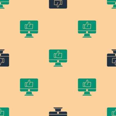 Yeşil ve siyah el, bej arka planda izole edilmiş ikon gibi. Vektör.