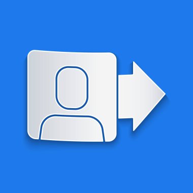 Mavi arka planda izole edilmiş bir yönetici ikon ekibinin kağıt kesiği lideri. Kağıt sanatı tarzı. Vektör.