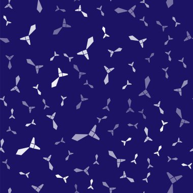 Beyaz kravat simgesi mavi arkaplanda izole edilmiş kusursuz desen. Boyunbağı ve boyun bezi sembolü. Vektör.