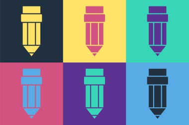 Silgi simgesine sahip Pop Art Kalem Renk arkaplanına izole edilmiş. Çizim ve eğitim araçları. Okul sembolü. Vektör.