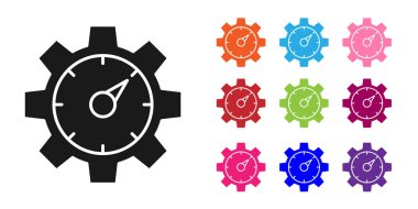 Siyah Web analitik bilgi ve geliştirme web sitesi istatistik simgesi beyaz arkaplanda izole edildi. Analiz, yönetim, pazarlama, araştırma. Simgeleri renklendirin. Vektör.