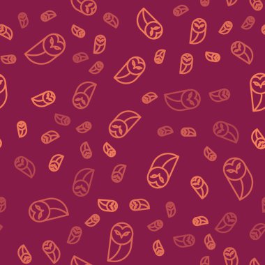 Kahverengi çizgili Baykuş simgesi kırmızı arkaplanda izole edilmiş. Hayvan sembolü. Vektör.