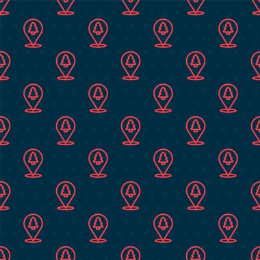 Ormanın kırmızı çizgi konumu bir harita ikonu üzerinde izole edilmiş siyah arkaplan üzerinde pürüzsüz desen. Vektör.