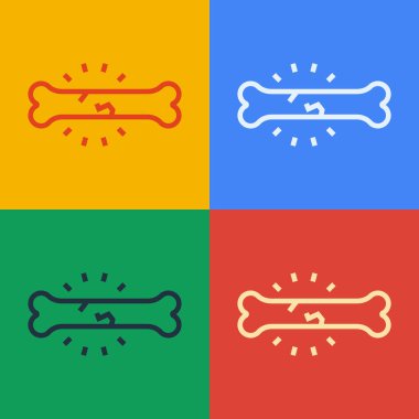 Pop Art Line Kemik Ağrısı simgesi renk arkaplanında izole edildi. Ortopedik sağlık. Eklem ve kemik hastalıkları, eklem iltihabı. Vektör.