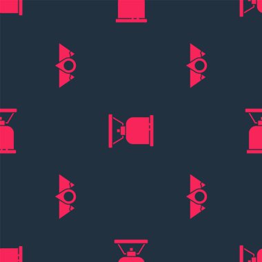 Konum dağlarını ve kamp gaz ocağını kusursuz desene ayarlayın. Vektör.