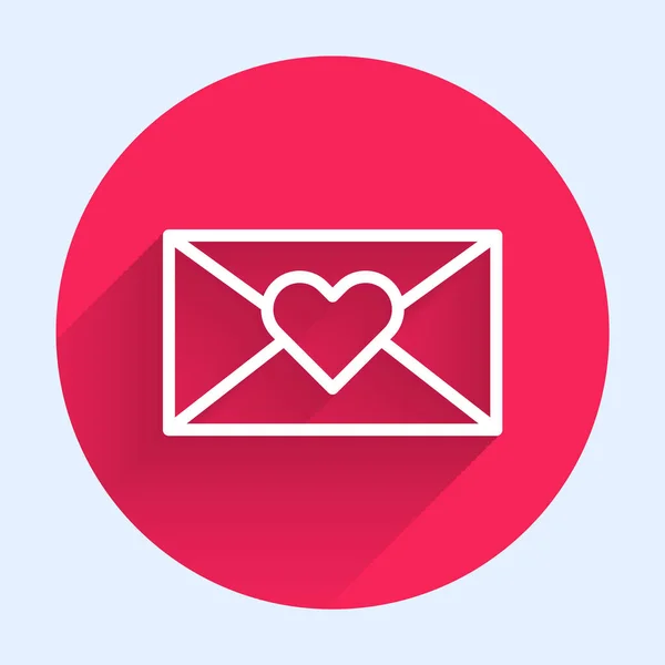 Sevgililer Günü Kalp Ikonu Uzun Gölgeli Beyaz Çizgi Mesaj Aşkım — Stok Vektör