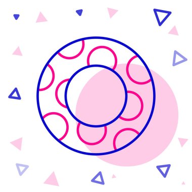 Kauçuk çizgi yüzme ikonu beyaz arkaplanda izole edildi. Hayat kurtaran yüzen can simidi plaj için, kurtarma kemeri insanları kurtarmak için. Renkli taslak konsepti. Vektör İllüstrasyonu.