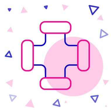 Çizgi Endüstrisi metalik boru ikonu beyaz arka planda izole edildi. Tesisat boru hattının farklı şekillerde parçaları. Renkli taslak konsepti. Vektör İllüstrasyonu.