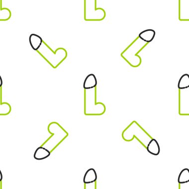 Line Dildo vibrator for sex games icon isolated seamless pattern on white background. Sex toy for adult. Vaginal exercise machines for intimate.  Vector Illustration.