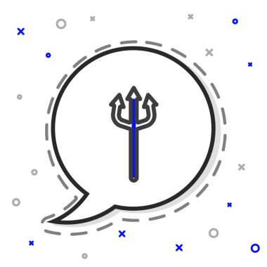 Beyaz arkaplanda Neptün Trident çizgisi simgesi izole edildi. Mutlu Cadılar Bayramı Partisi. Renkli taslak konsepti. Vektör.