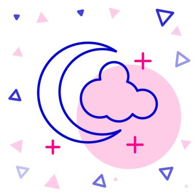 Çizgi Ay ve yıldız simgesi beyaz arkaplanda izole edildi. Renkli taslak konsepti. Vektör.