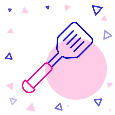 Spatula çizgisi simgesi beyaz arkaplanda izole edildi. Mutfak spatula ikonu. Barbekü spatula işareti. Barbekü ve ızgara aleti. Renkli taslak konsepti. Vektör.