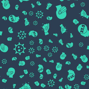 Ellerini sabunla yıkamayı, yüzünü tıbbi koruyucu maskeyle yıkamayı, virüsü ve yüksek vücut sıcaklığını kusursuz bir şekilde ayarlayın. Vektör.