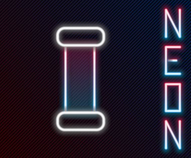 Parlayan neon hattı Endüstri metalik boru ikonu siyah arka planda izole edildi. Tesisat boru hattının farklı şekillerde parçaları. Renkli taslak konsepti. Vektör İllüstrasyonu.