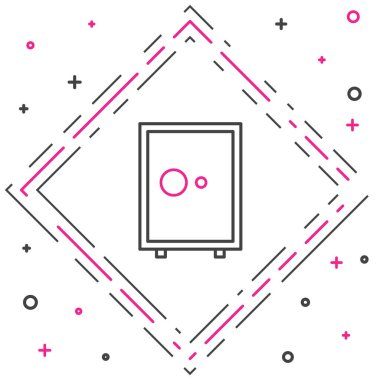 Beyaz arkaplanda güvenli satır simgesi izole edildi. Kapı, şifreli bir banka kasası. Güvenilir Veri Koruma. Renkli taslak konsepti. Vektör İllüstrasyonu.