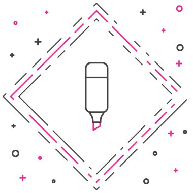 Satır İşaretleyici kalem simgesi beyaz arkaplanda izole edildi. Renkli taslak konsepti. Vektör İllüstrasyonu.