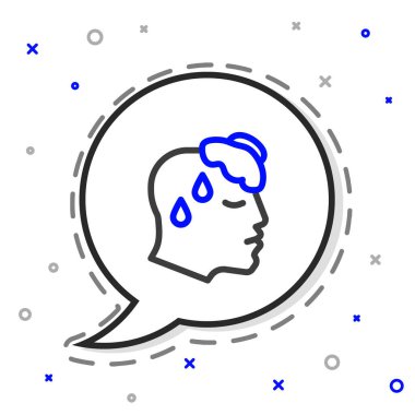 Ya insan vücut ısısı yüksek olur ya da beyaz arka planda ateş ikonu izole edilir. Hastalık, soğuk algınlığı, grip belirtileri. Renkli taslak konsepti. Vektör.