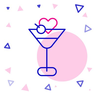 Beyaz arka planda izole edilmiş çizgi martini cam ikonu. Kokteyl ikonu. Şarap kadehi ikonu. Renkli taslak konsepti. Vektör.