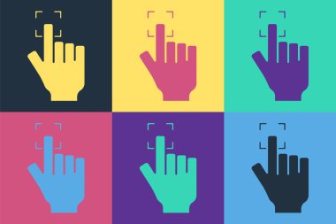 Pop Art Parmak izi simgesi renk arkaplanında izole edildi. Kimlik uygulaması simgesi. Kimlik işareti. Kimliğe dokun. Vektör.