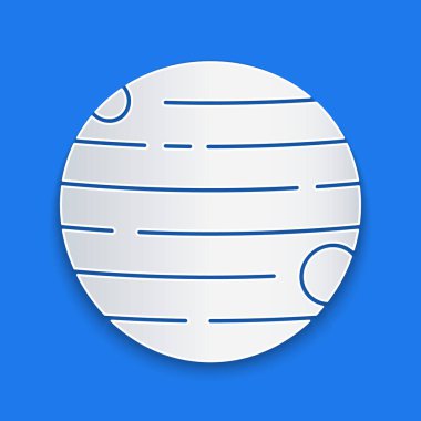 Kağıt kesiği Gezegen simgesi mavi arkaplanda izole edildi. Kağıt sanatı tarzı. Vektör.