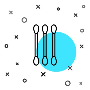 Beyaz arka planda izole edilmiş siyah çizgi pamuk kulak simgesi. Rastgele dinamik şekiller. Vektör.