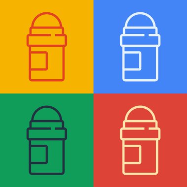 Pop Art Line Terleme önleyici deodorant rulo ikonu renk arkaplanında izole. Vücut hijyeni için kozmetik. Vektör.