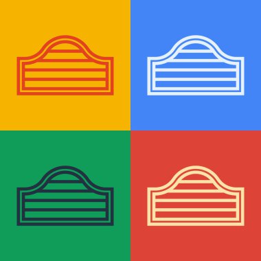 Pop sanat çizgisi Eski batı sallanan salon kapısı ikonu Renkli arka planda izole. Vektör.