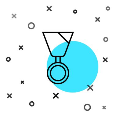 Beyaz arka planda siyah çizgi askeri ödül ikonu var. Ordu işareti. Rastgele dinamik şekiller. Vektör.