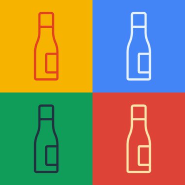 Popüler sanat eseri şişe ikonu renk arkaplanında izole edilmiş. Soda su içme tabelası. Vektör.