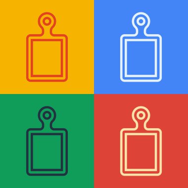 Pop Art Line kesme tahtası simgesi renk arkaplanında izole edildi. Kesme tahtası sembolü. Vektör.