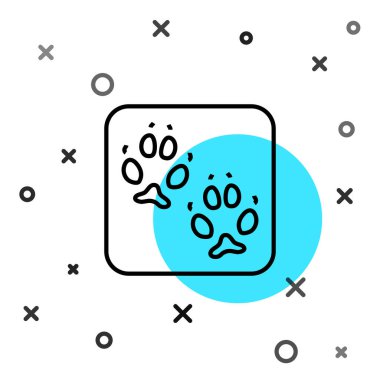 Black line Fox paw footprint icon isolated on white background. Random dynamic shapes. Vector.