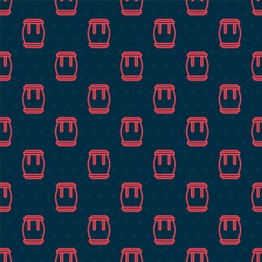 Kırmızı çizgi Drum simgesi siyah arkaplanda izole edilmiş. Müzik işareti. Müzik aleti sembolü. Vektör.