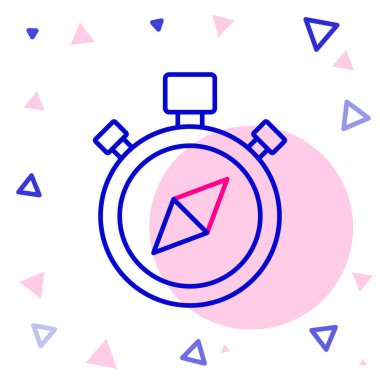 Pusula simgesi beyaz arkaplanda izole edildi. Rüzgâr yön bulma sembolü. Rüzgar gül işareti. Renkli taslak konsepti. Vektör İllüstrasyonu.