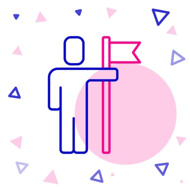 İdari simgelerden oluşan bir ekibin çizgi lideri beyaz arka planda izole edildi. Renkli taslak konsepti. Vektör.