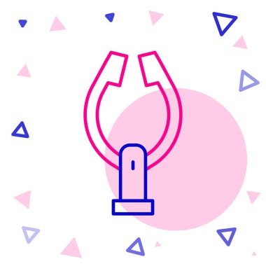 Line Meat maşası simgesi beyaz arkaplanda izole edildi. Barbekü maşası imzası. Barbekü ve ızgara aleti. Renkli taslak konsepti. Vektör.