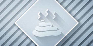 Paper cut Shit icon isolated on grey background. Paper art style. Vector.