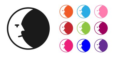 Siyah Ay simgesi beyaz arkaplanda izole edildi. Simgeleri renklendirin. Vektör.