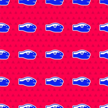 Mavi Yılan simgesi kırmızı arkaplanda izole edilmiş kusursuz desen. Vektör.