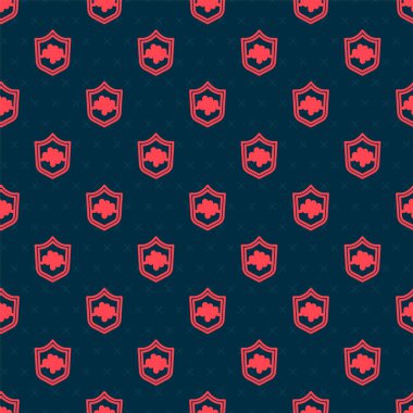 Kırmızı çizgi kalkanının ses tanıma simgesi siyah arkaplanda izole edilmiş. Kimlik tanıma için ses biyometrik kimlik doğrulaması. Vektör.