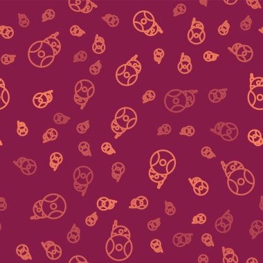 Kahverengi çizgi robot simgesi kırmızı arkaplanda kusursuz deseni izole etti. Vektör.