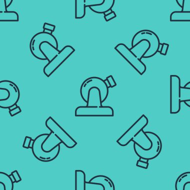 Siyah çizgi astronomik gözlemevi ikonu yeşil arkaplandaki kusursuz deseni izole etti. Teleskoplu bir gözlemevi. Bilimsel kurum. Vektör.